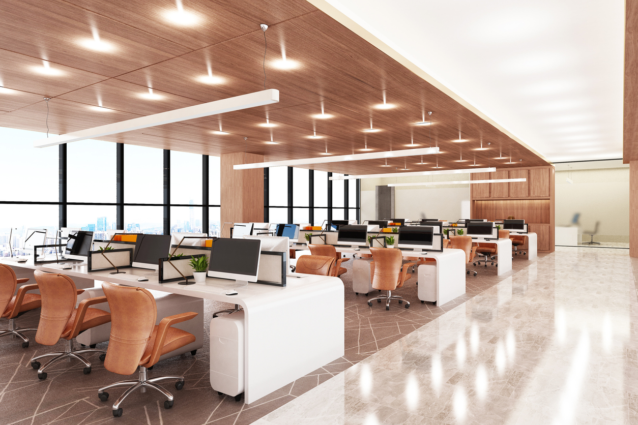 modern office interior 3d rendering